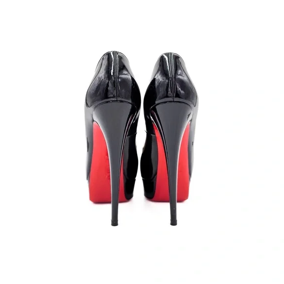 Christian Louboutin Lady Peep Black Patent Leather Platform Pumps EU 37.5 - Picture 7 of 9